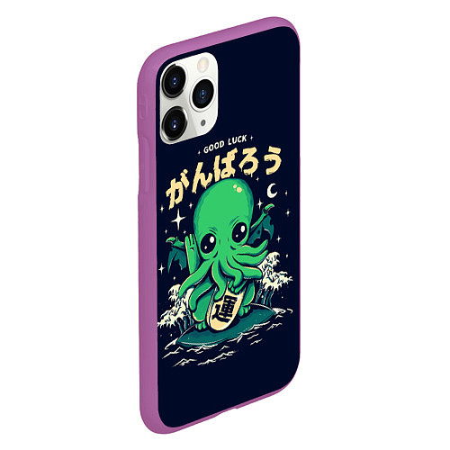 Чехол iPhone 11 Pro матовый Cthulhu Good Luck / 3D-Фиолетовый – фото 2