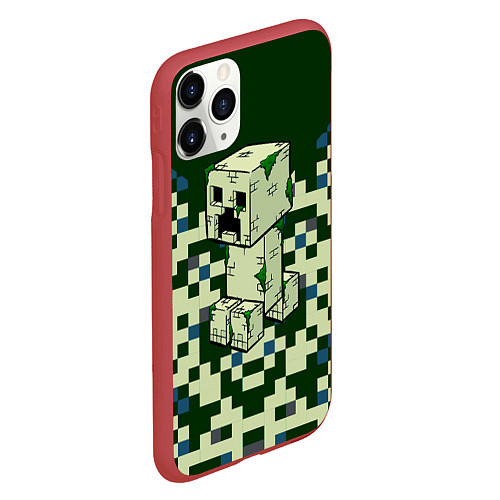 Чехол iPhone 11 Pro матовый Minecraft Крипер / 3D-Красный – фото 2