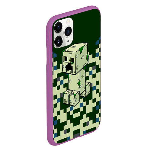 Чехол iPhone 11 Pro матовый Minecraft Крипер / 3D-Фиолетовый – фото 2