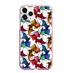 Чехол iPhone 11 Pro матовый Японские рыбки КОИ узор, цвет: 3D-розовый