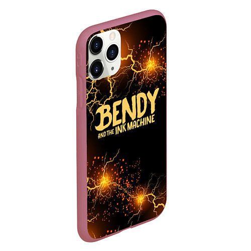 Чехол iPhone 11 Pro матовый BENDY LOGO / 3D-Малиновый – фото 2