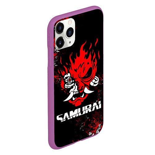 Чехол iPhone 11 Pro матовый SAMURAI CYBERPUNK 2077 / 3D-Фиолетовый – фото 2