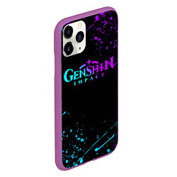 Чехол iPhone 11 Pro матовый GENSHIN IMPACT NEON LOGO, цвет: 3D-фиолетовый — фото 2