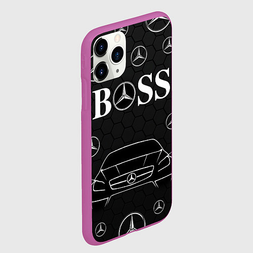 Чехол iPhone 11 Pro матовый BOSS MERCEDES-BENZ / 3D-Фиолетовый – фото 2