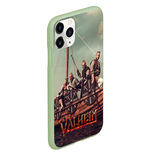 Чехол iPhone 11 Pro матовый Valheim викинги / 3D-Салатовый – фото 2