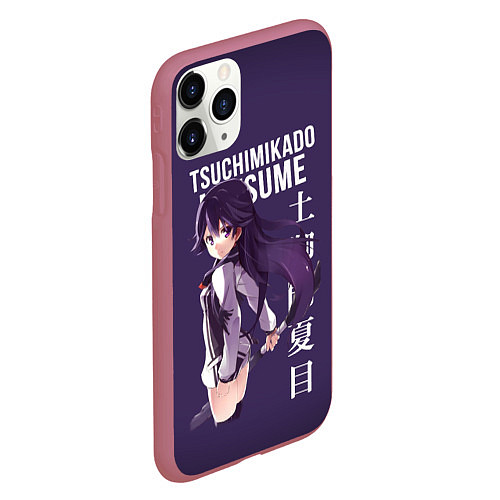 Чехол iPhone 11 Pro матовый Natsume Tsuchimikado anime / 3D-Малиновый – фото 2