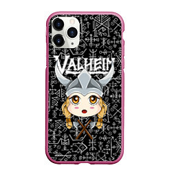 Чехол iPhone 11 Pro матовый Valheim Girl, цвет: 3D-малиновый