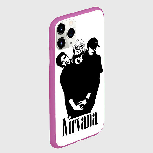 Чехол iPhone 11 Pro матовый Nirvana Группа / 3D-Фиолетовый – фото 2