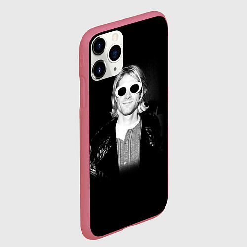 Чехол iPhone 11 Pro матовый Курт Кобейн в Очках Nirvana / 3D-Малиновый – фото 2