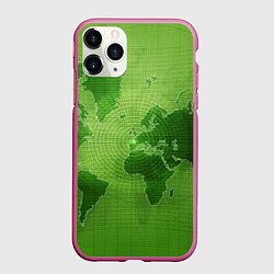 Чехол iPhone 11 Pro матовый Карта мира, цвет: 3D-малиновый