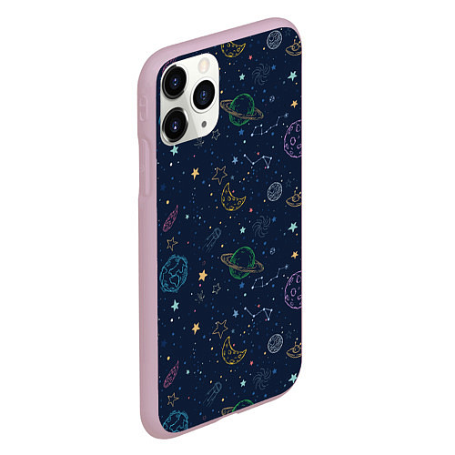Чехол iPhone 11 Pro матовый Созвездия / 3D-Розовый – фото 2