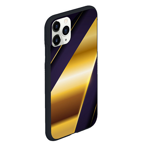 Чехол iPhone 11 Pro матовый 3D luxury золото / 3D-Черный – фото 2