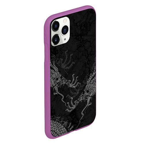 Чехол iPhone 11 Pro матовый Chinese Dragons / 3D-Фиолетовый – фото 2