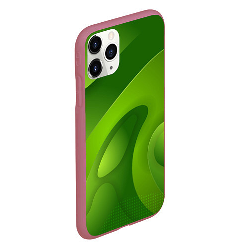 Чехол iPhone 11 Pro матовый 3d Green abstract / 3D-Малиновый – фото 2