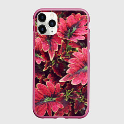 Чехол iPhone 11 Pro матовый Красные листья, цвет: 3D-малиновый