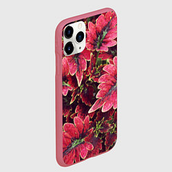Чехол iPhone 11 Pro матовый Красные листья, цвет: 3D-малиновый — фото 2