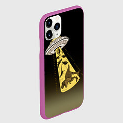 Чехол iPhone 11 Pro матовый НЛО похищает динозавров, цвет: 3D-фиолетовый — фото 2