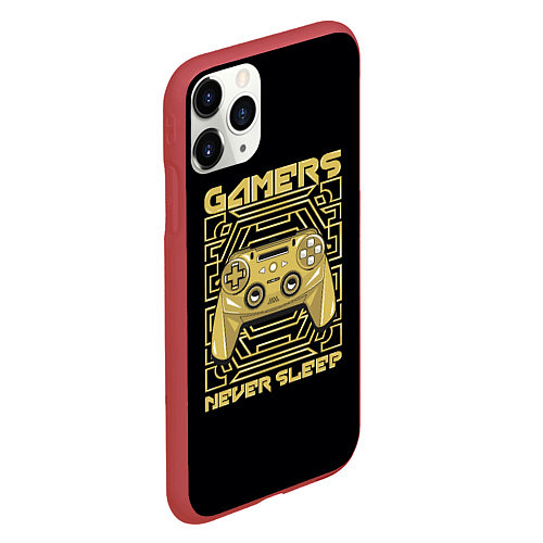 Чехол iPhone 11 Pro матовый GAMERS NEVER SLEEP / 3D-Красный – фото 2