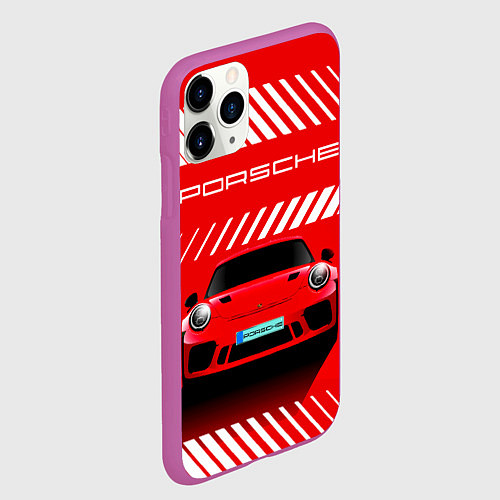 Чехол iPhone 11 Pro матовый PORSCHE ПОРШЕ RED STYLE / 3D-Фиолетовый – фото 2