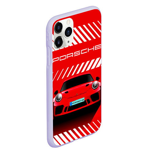 Чехол iPhone 11 Pro матовый PORSCHE ПОРШЕ RED STYLE / 3D-Светло-сиреневый – фото 2