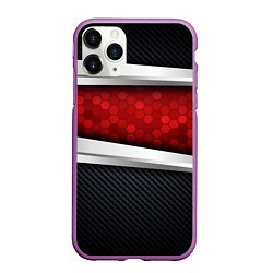 Чехол iPhone 11 Pro матовый 3D Красные соты металлические