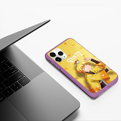 Чехол iPhone 11 Pro матовый Zenitsu Agatsuma Kimetsu no Yaiba, цвет: 3D-фиолетовый — фото 2