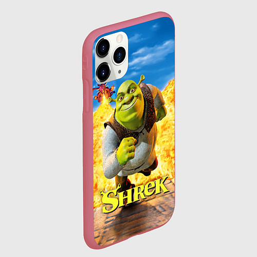 Чехол iPhone 11 Pro матовый Шрек и дракон / 3D-Малиновый – фото 2