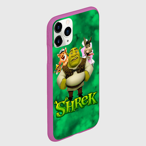 Чехол iPhone 11 Pro матовый Шрек, Осел, Пиннокио и свин / 3D-Фиолетовый – фото 2