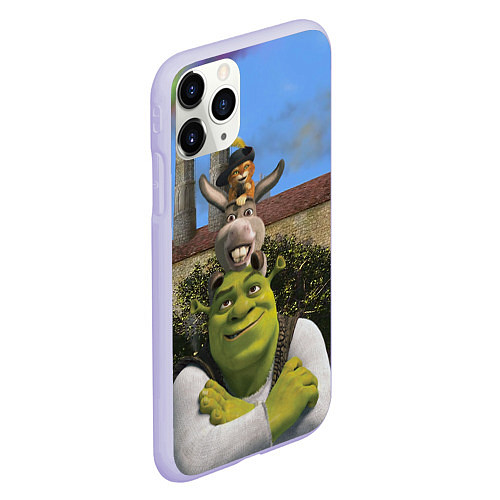Чехол iPhone 11 Pro матовый Шрек, Кот и Осёл / 3D-Светло-сиреневый – фото 2