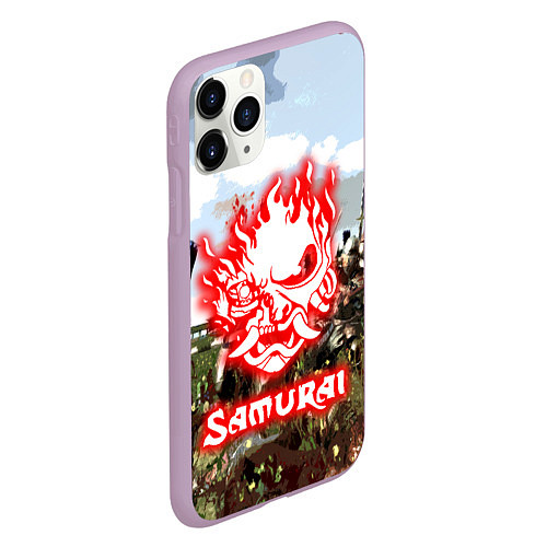 Чехол iPhone 11 Pro матовый SAMURAI CYBERPUNK / 3D-Сиреневый – фото 2