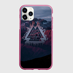 Чехол iPhone 11 Pro матовый Валькнут, цвет: 3D-малиновый
