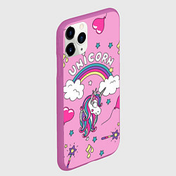 Чехол iPhone 11 Pro матовый Единорог Радужный, цвет: 3D-фиолетовый — фото 2