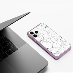 Чехол iPhone 11 Pro матовый Трещины, цвет: 3D-сиреневый — фото 2