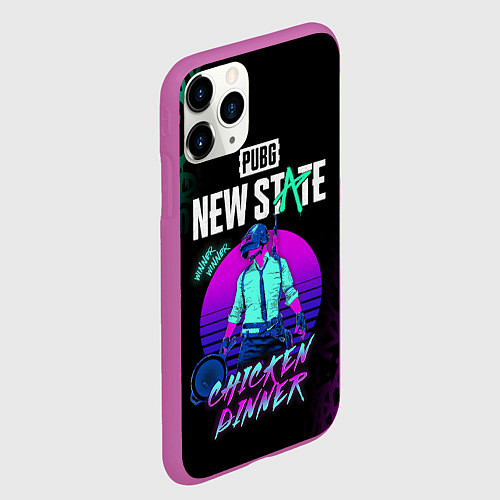 Чехол iPhone 11 Pro матовый PUBG NEW STATE ПАБГ НЕОН / 3D-Фиолетовый – фото 2