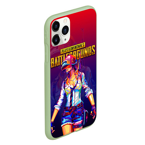 Чехол iPhone 11 Pro матовый PUBG GIRL ПАБГ ДЕВУШКА / 3D-Салатовый – фото 2