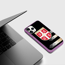 Чехол iPhone 11 Pro матовый Сборная Сербии, цвет: 3D-фиолетовый — фото 2