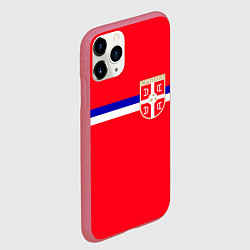 Чехол iPhone 11 Pro матовый Сборная Сербии, цвет: 3D-малиновый — фото 2