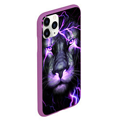 Чехол iPhone 11 Pro матовый НЕОНОВЫЙ ЛЕВ NEON LION, цвет: 3D-фиолетовый — фото 2