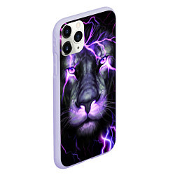 Чехол iPhone 11 Pro матовый НЕОНОВЫЙ ЛЕВ NEON LION, цвет: 3D-светло-сиреневый — фото 2