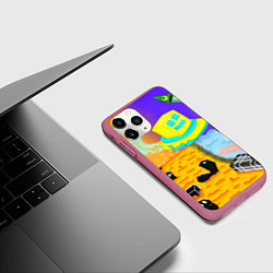 Чехол iPhone 11 Pro матовый Geometry Dash: RobTop Z, цвет: 3D-малиновый — фото 2