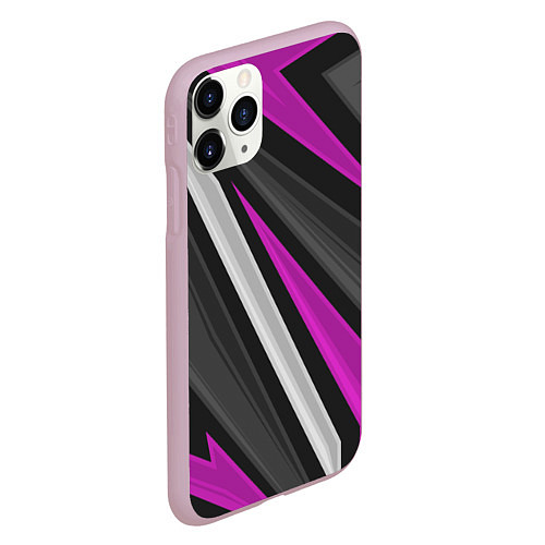 Чехол iPhone 11 Pro матовый Спортивные линии / 3D-Розовый – фото 2