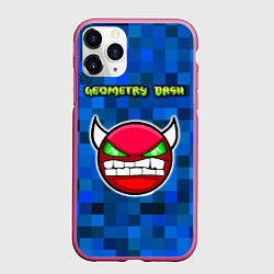 Чехол iPhone 11 Pro матовый Geometry Dash, цвет: 3D-малиновый