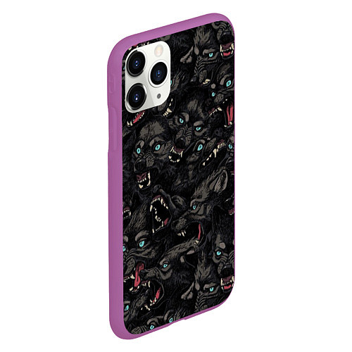 Чехол iPhone 11 Pro матовый Волки Wolwes / 3D-Фиолетовый – фото 2