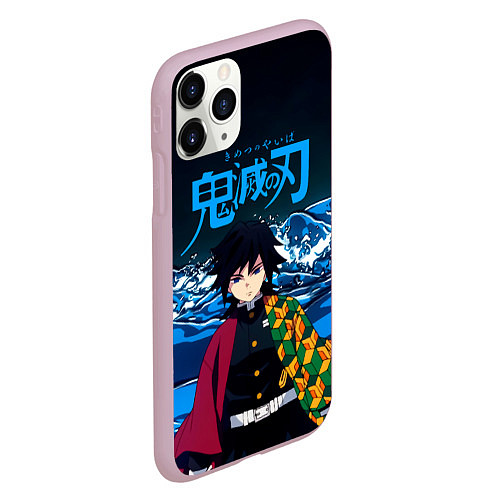 Чехол iPhone 11 Pro матовый Гию Томиока Кокушибо Kimetsu no Yaiba / 3D-Розовый – фото 2