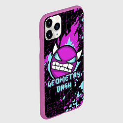 Чехол iPhone 11 Pro матовый Geometry Dash, цвет: 3D-фиолетовый — фото 2