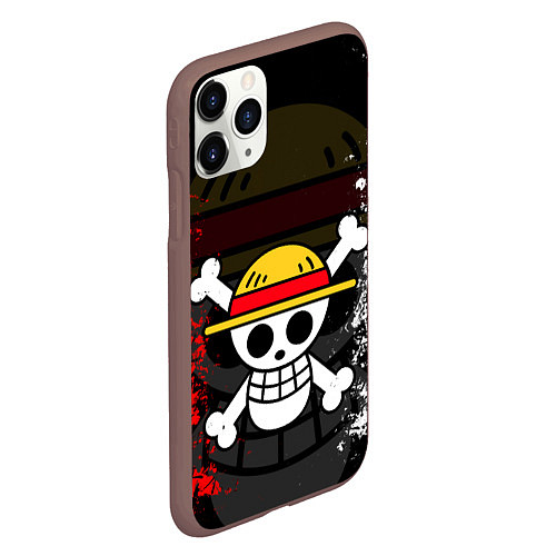 Чехол iPhone 11 Pro матовый ONE PIECE ВАН ПИС ЧЕРЕП / 3D-Коричневый – фото 2