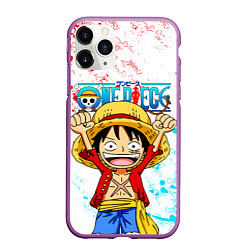 Чехол iPhone 11 Pro матовый ONE PIECE ВАН ПИС GLITCH, цвет: 3D-фиолетовый