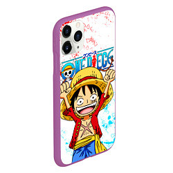 Чехол iPhone 11 Pro матовый ONE PIECE ВАН ПИС GLITCH, цвет: 3D-фиолетовый — фото 2