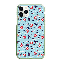 Чехол iPhone 11 Pro матовый Hockey Pattern, цвет: 3D-салатовый