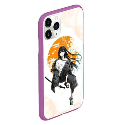 Чехол iPhone 11 Pro матовый Муичиро Токито Kimetsu no Yaiba / 3D-Фиолетовый – фото 2